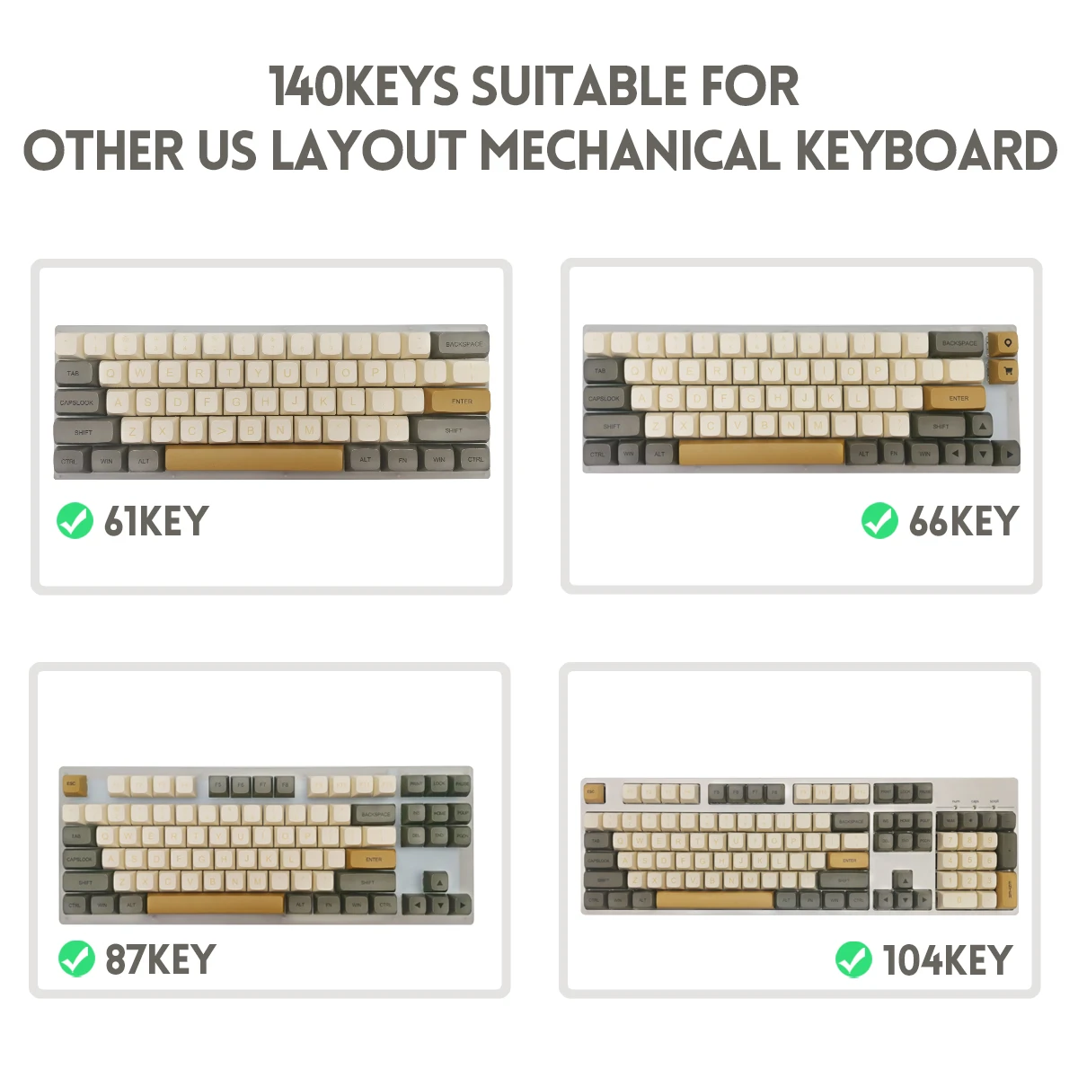 

PBT 140 Keys Keycap XDA Suitable For 61/64/68/75/84/87/96/104/108/980 Layout For MX Switch Mechanical Keyboard