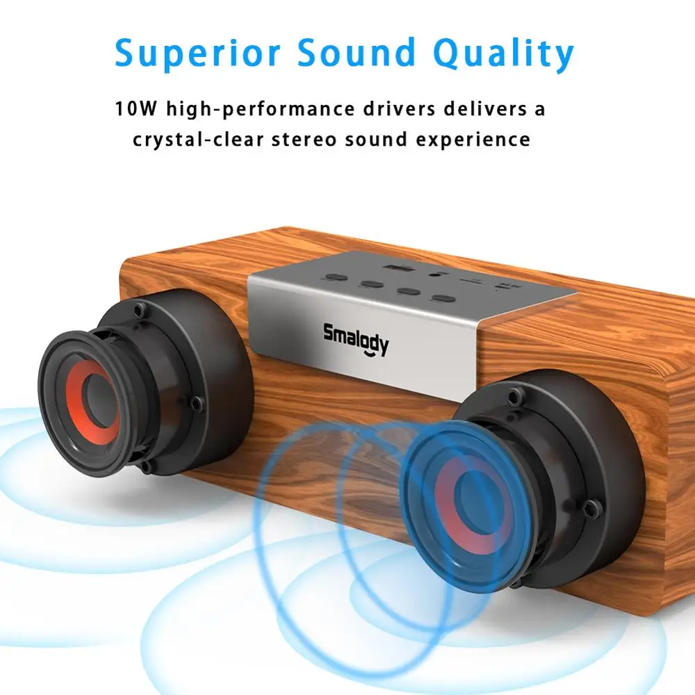 SL-50S wooden Bluetooth 5.0 wireless speaker 8W outdoor support U disk card AUX multi-function audio Speaker for Phone | Электроника
