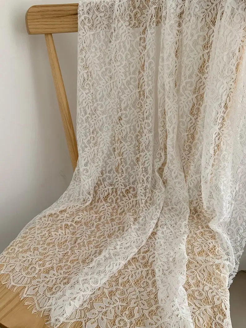 1 ярд белого кружева шантильи с узорами листьев и цветов Новое поступление 2021 |