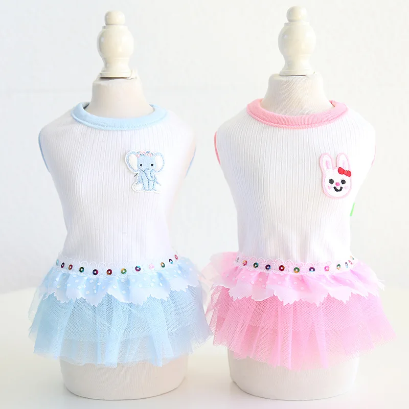 

Базовая юбка для щенков, розовое, синее, Полосатое кружевное платье для кошек и собак, милая одежда с хлопковой подкладкой для собак, кошек, д...