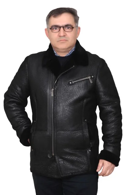 Мужская куртка Авиатор из овчины черная Толстая натуральной 2019|Мужские кожаные