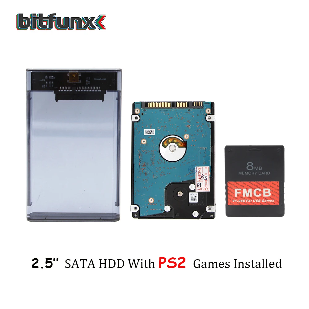 Bitfunx PS2 FMCB карта для USB игр + 2 5 'SATA HDD жесткий диск с в чехол USB3.0|Запасные части| |