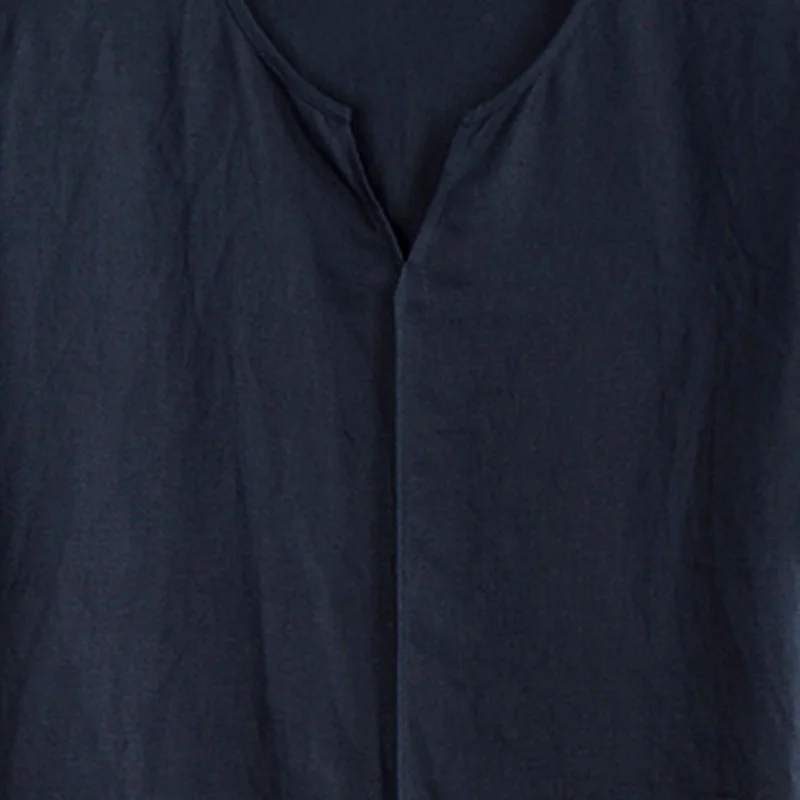 

Men's Casual Short Sleeve Linen Shirts Loose Summer V-Neck Tops Tee Ethnic Loose Soild Color Male Beach Blouse Fashion camisas