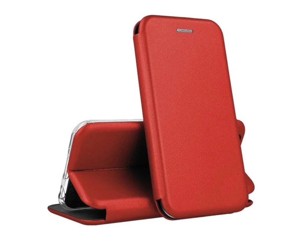 Чехол-книжка для samsung A01 / M01 красный с магнитным замком подставкой и отделением