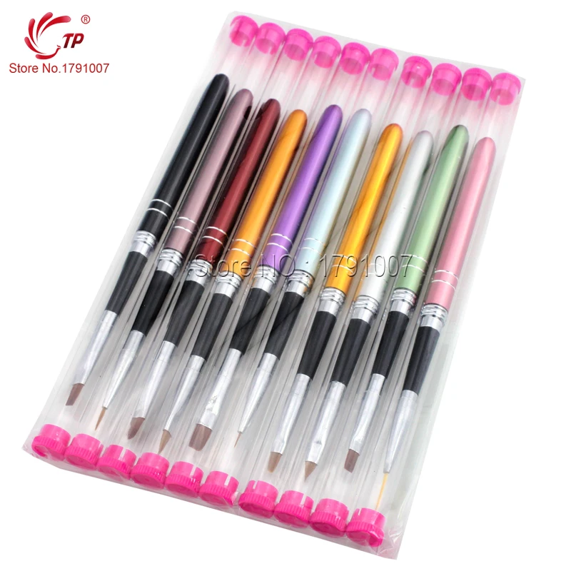 TP 10 шт./компл. кисти для рисования ногтей складной Французский акриловый