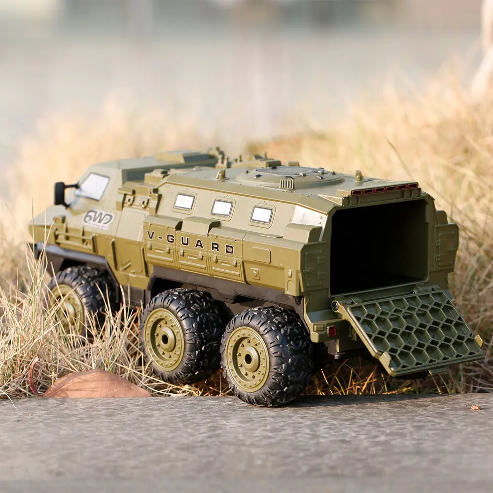 Remote Control Car, 1/16 Scale 6WD RC Military Truck,RC Army Armored Car with 2200mAh Batteries, All-Terrain Off-Road Army Truck enlarge