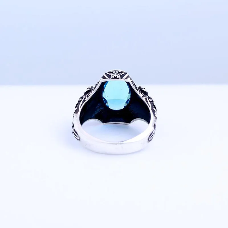 

Handmade Blue Aquamarine Man Silver Ring, Aquamarine Sterling Silver Men Ring, Silver Aquamarine Man Ring, 925 Sterling Silver