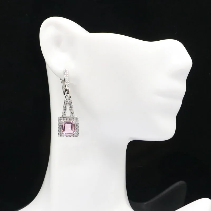 Красивые милые серебряные серьги SheCrown с лондонским голубым топазом розового