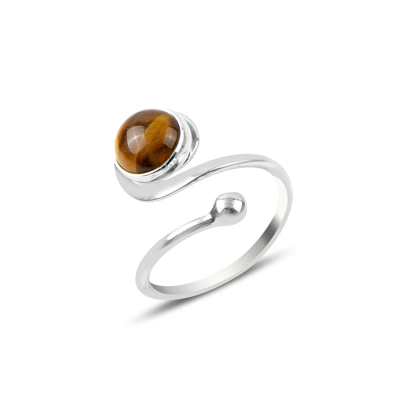 

Silver 925 Sterling Tiger Eye Stone Adjustable Tall Ring