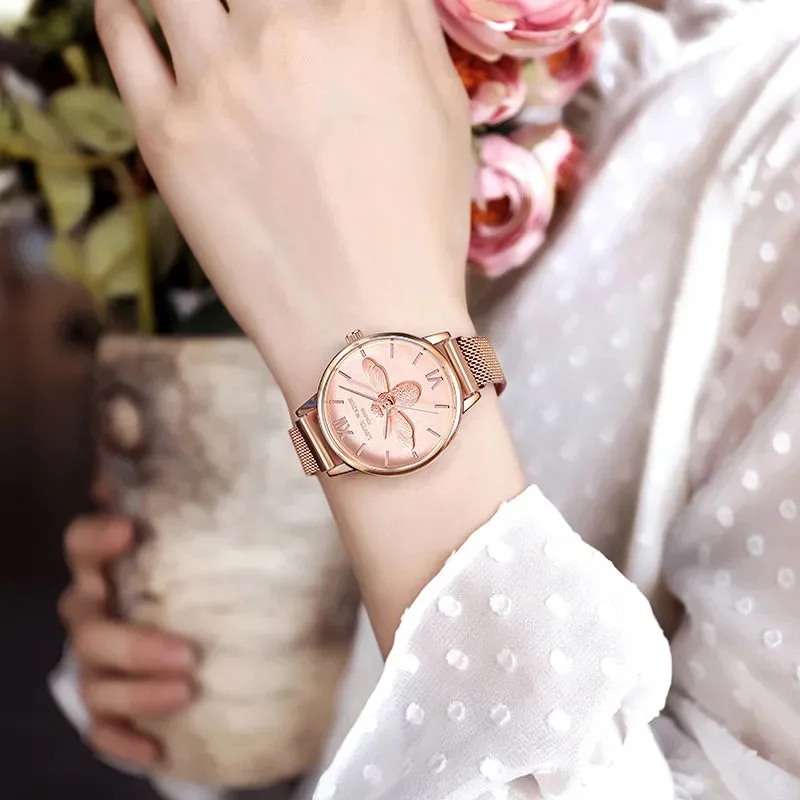 

Quartz Movement High Quality 36mm Women Stainless Steel Mesh Rose Gold Waterproof Ladies Watch Drop shipping