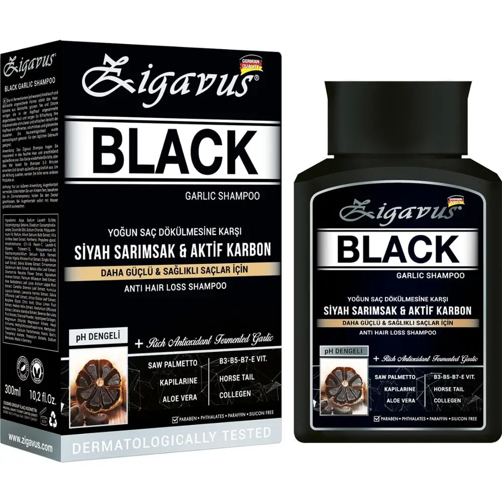 

Zigavus Herbal Black Garlic Shampoo 300 ml Anti-Hair Loss Treatment Shampoo Oily Hair Unisex Moisturizing Oil-control