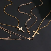 2021 korean fashion cross pendants necklaces for women gold black color crystal cross pendant womens necklace jewelry wholesale