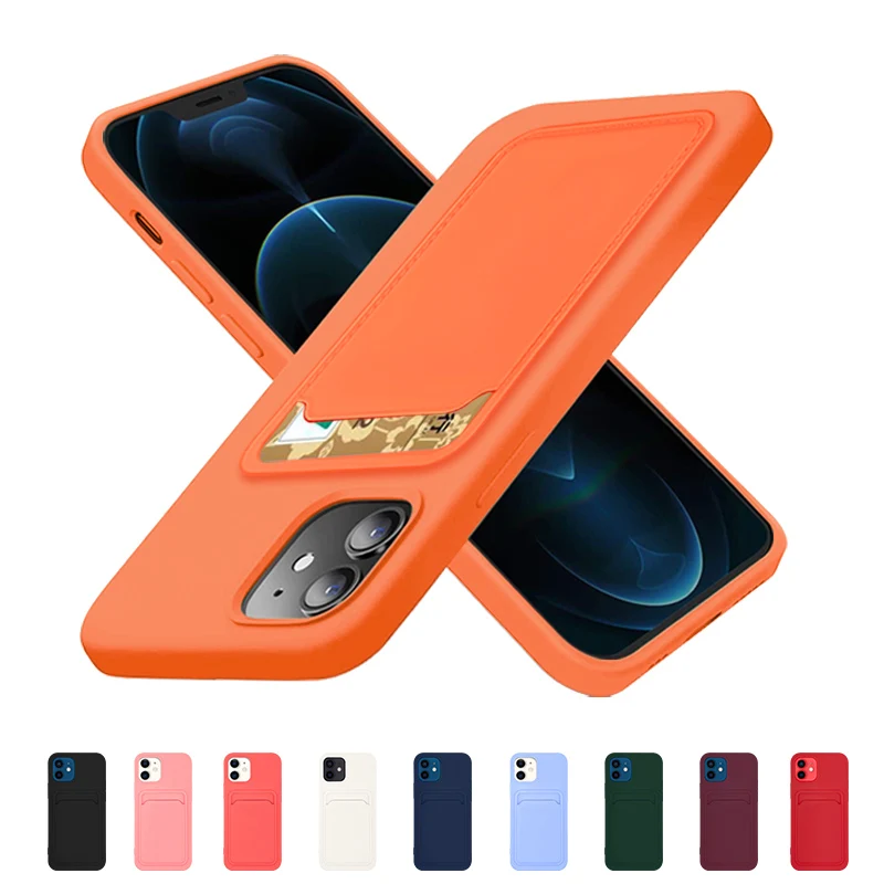 

original card bag soft silicone luxury phone case For iPhone 11 12 Pro Max mini 7 8 Plus XR X XS Shockproof Case protector Cover