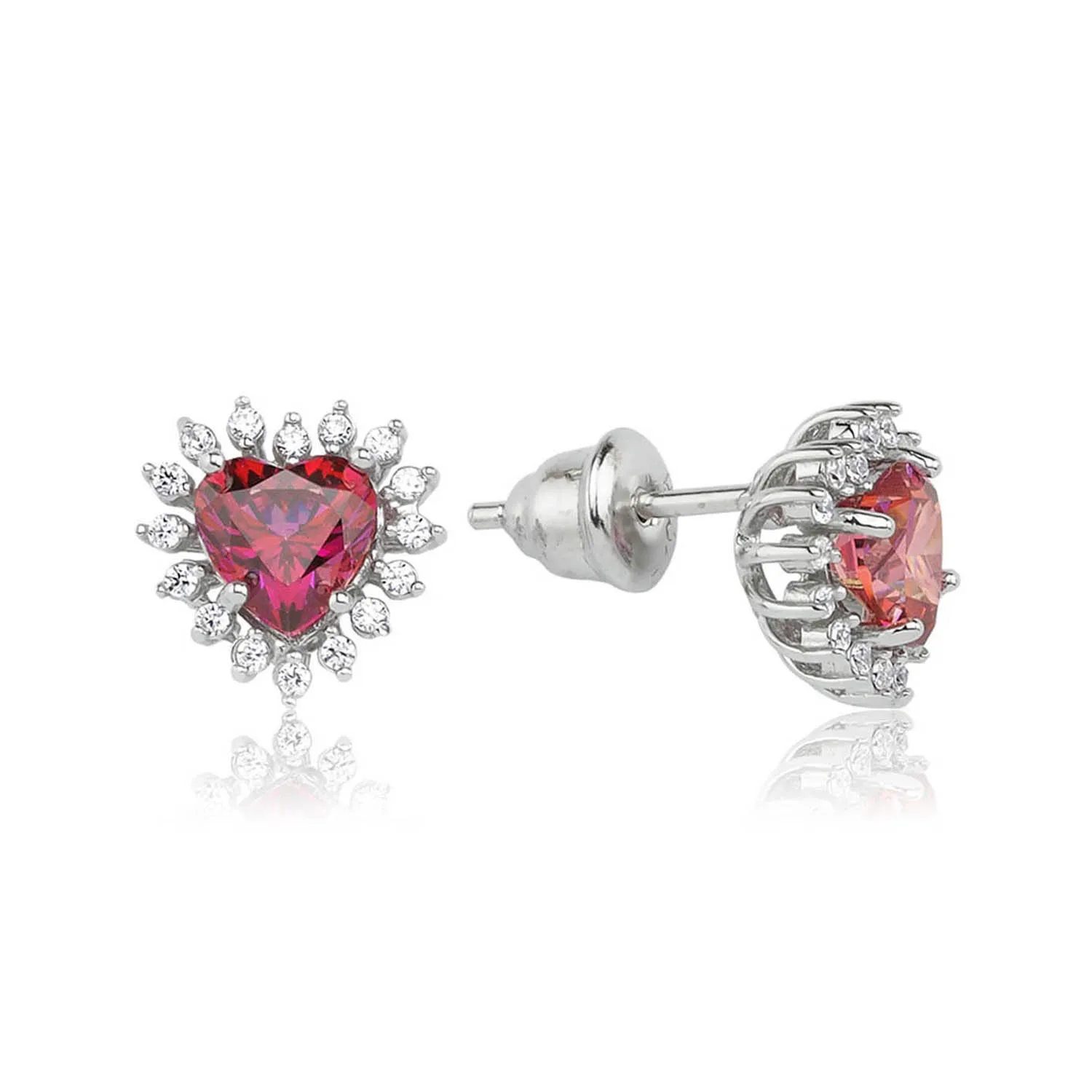 

Серебряные серьги с красным цирконием в форме сердца, 1,5 карат