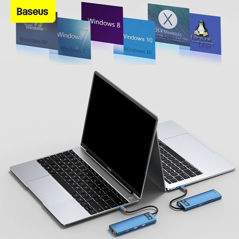 Baseus USB-C хаб для MacBook Pro M1 Air USB 3.0 HUB SD TF картридер PD 100W Type C концентратор док-станция