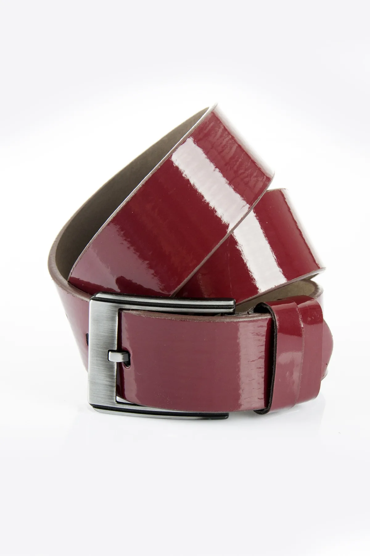 

DeepSEA Male Maroon Sports Leather Belt Thick Buckle Pants Belt Bright Business Casual Formal Meeting 4,5 cm For Male 1701357