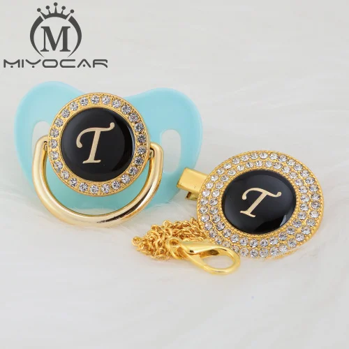 LT-7 0-6M MIYOCAR имя инициалы буквы T элегантный Серебряный bling соска и пустышка Клип BPA бесплатно пустышка bling уникальный дизайн SGS пройти LT - Цвет: LT-7 0-6M