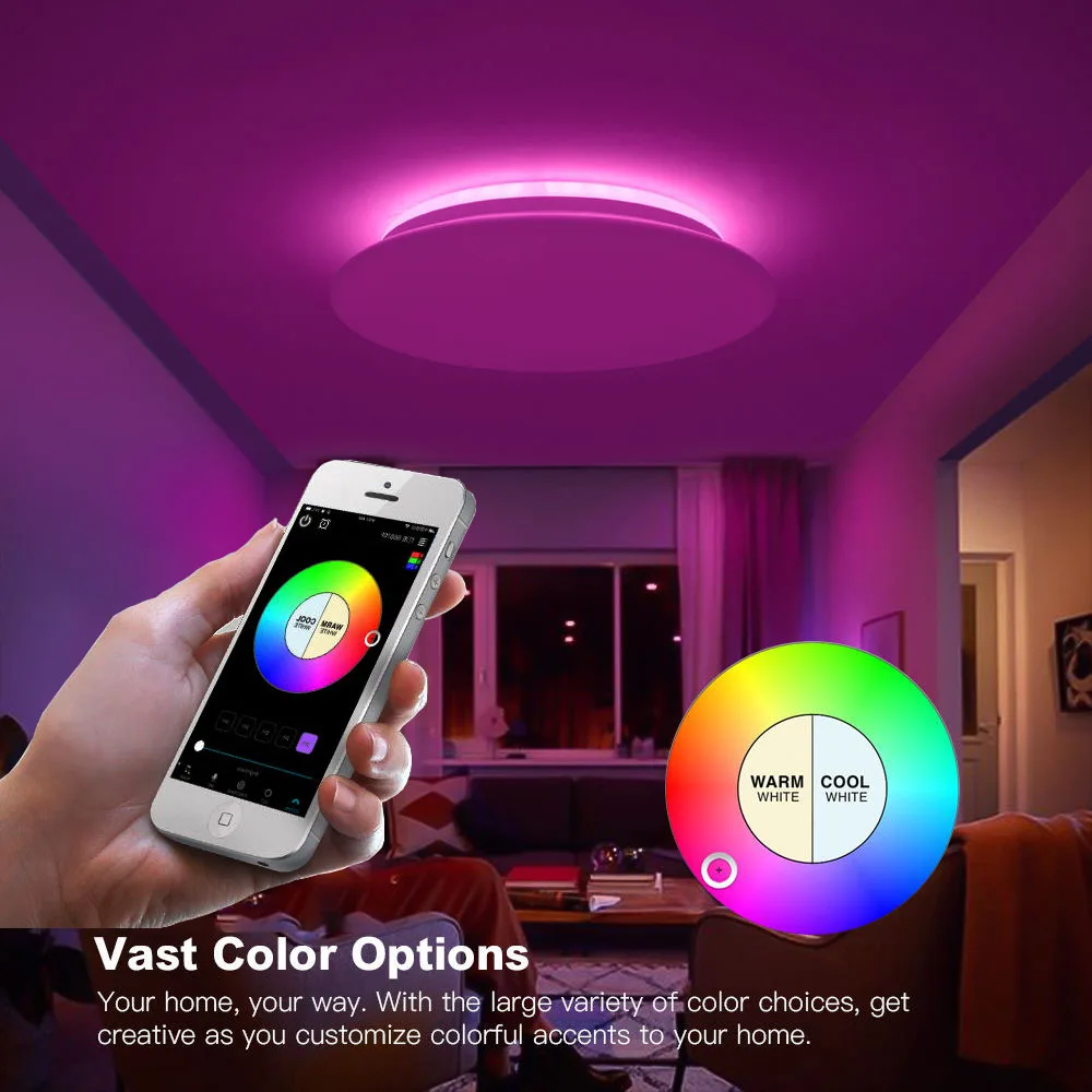 Умная потолочная лампа RGB совместима с Alexa и Google home затемнение кухня гостиная