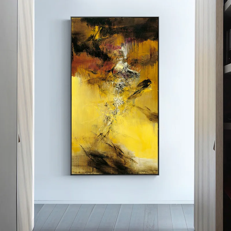 

Желтый пейзаж, Современная Абстрактная живопись, настенная гостиная, украшение для дома 48x72 дюйма (120x180 см)