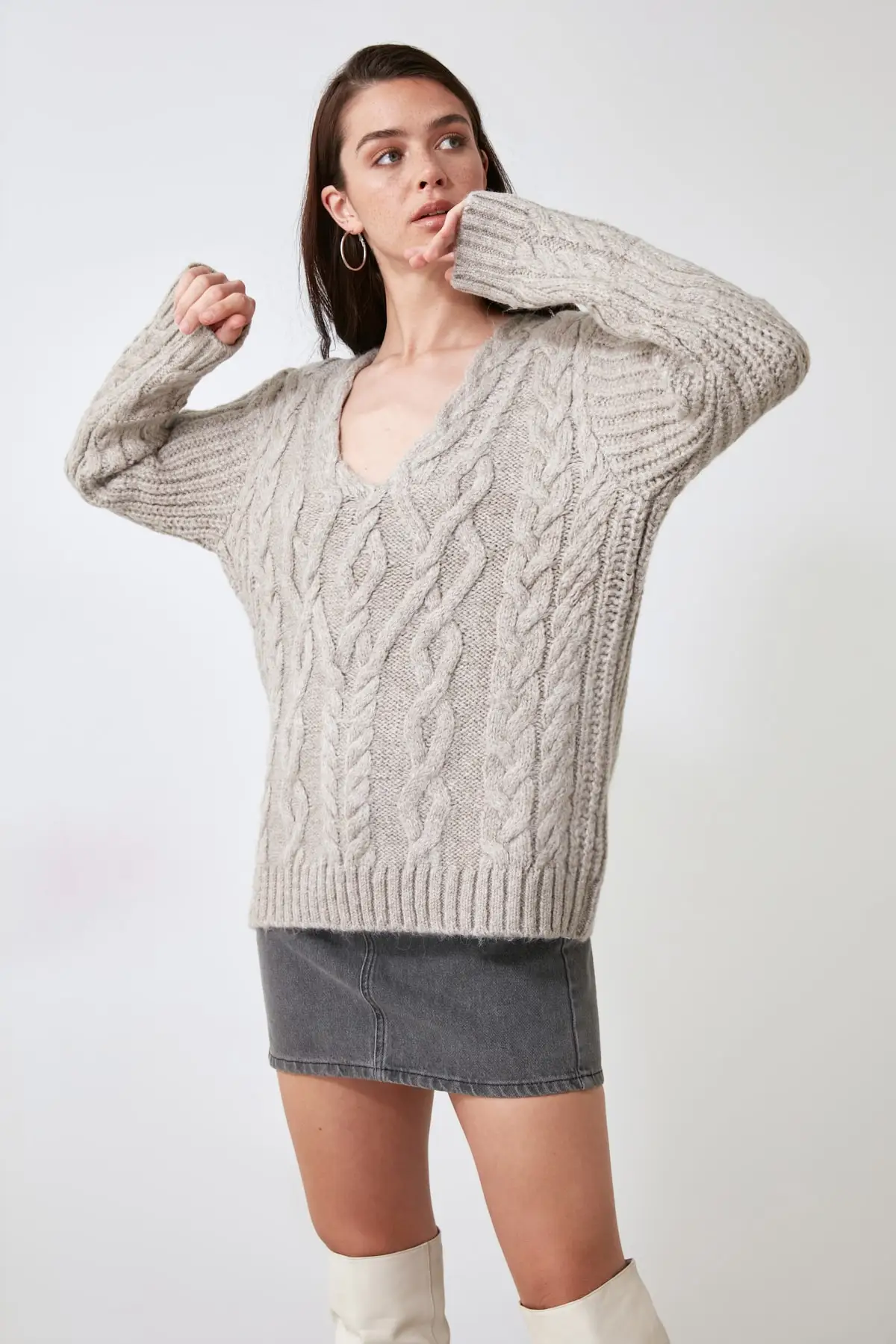 

Trendyol Mesh Detailed Knitwear Sweater TWOAW21KZ2616