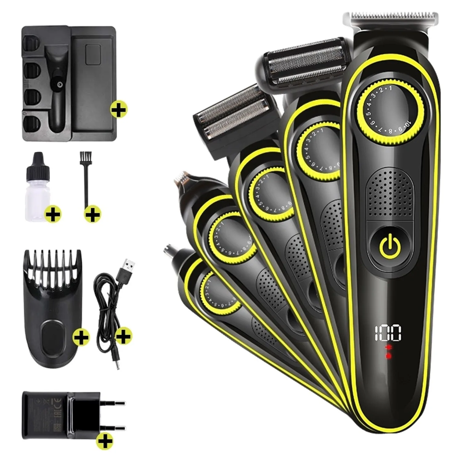 

Yopigo Hair & Beard Styler Shaver Male Groomer 5 in 1 Ultimate Shaving Kit