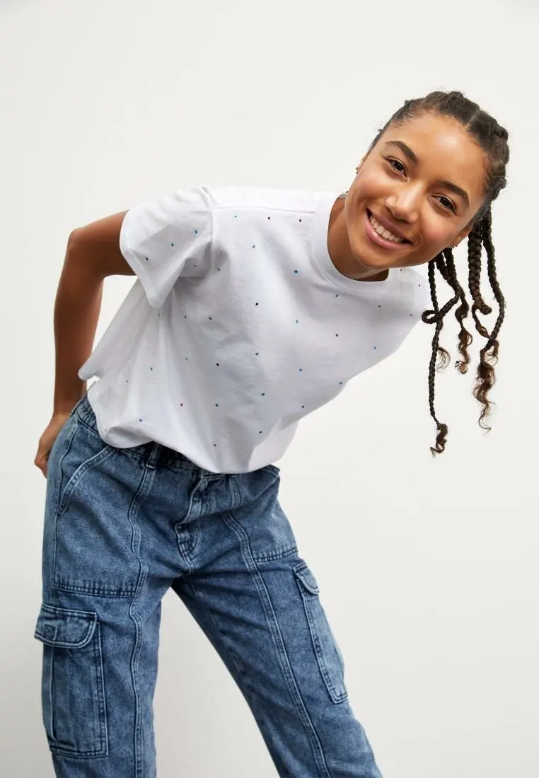 DeFacto женская футболка с коротким рукавом Женская Весенняя Повседневная белая