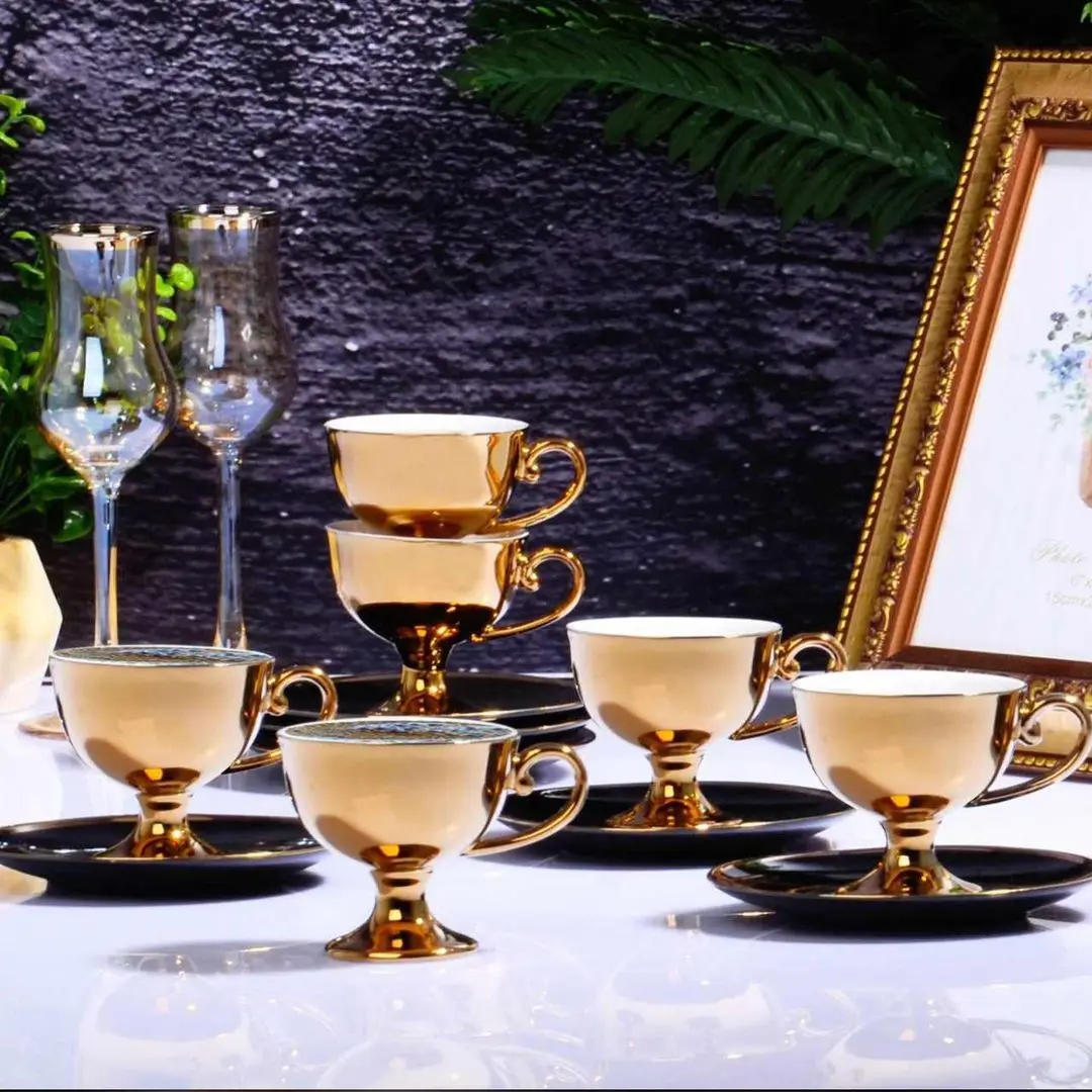 Набор роскошных золотых фарфоровых чашек 6 шт. креативные фарфоровые чашки и