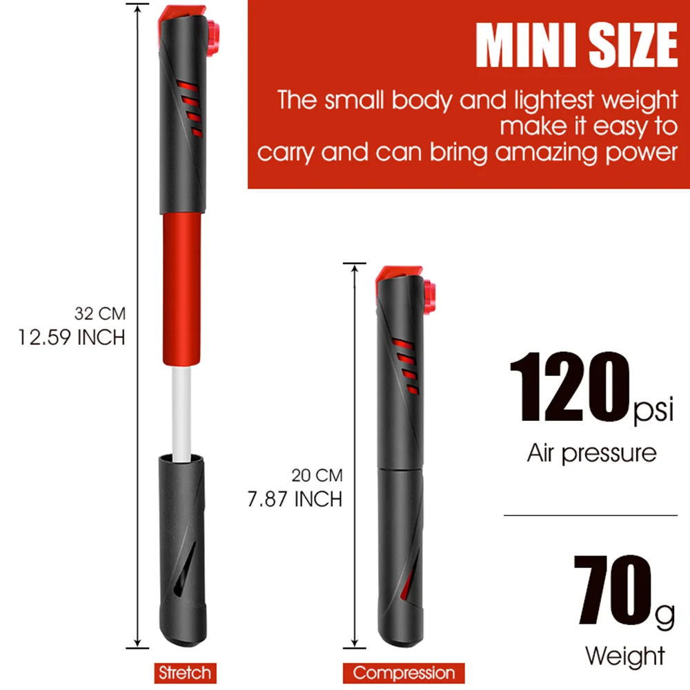 

WEST BIKING For AV/FV MTB Bike Pump Portable Mini Cycling Tire Ball Inflator Hand Air Pump Bike Accessories Mountain Bicycle