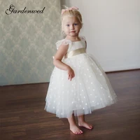 gardenwed adorable flower girl dresses 2022 dot tulle puffy ball gown tea length baby pageant communion wedding party dress