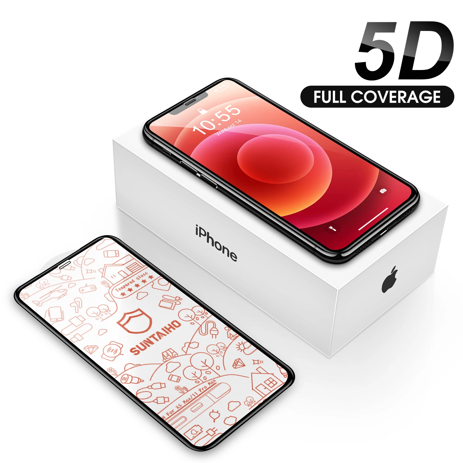 

Suntaiho 5D Curved Protective Glass For iphone 6 6s 7 8 Plus X XS Tempered Glass for iPhone 11 12 Pro Max XR 13 Screen Protector