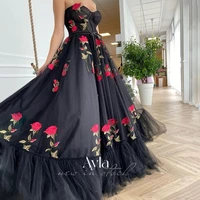 gorgeous sweetheart a line prom dresses with 3d rose flower design grace wedding party dresses 2022 tulle formal gowns