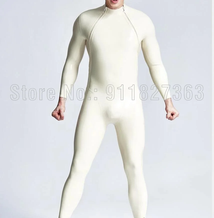 100% латекс Детский костюм для мальчиков с двойным косая молния комбинезон Косплей