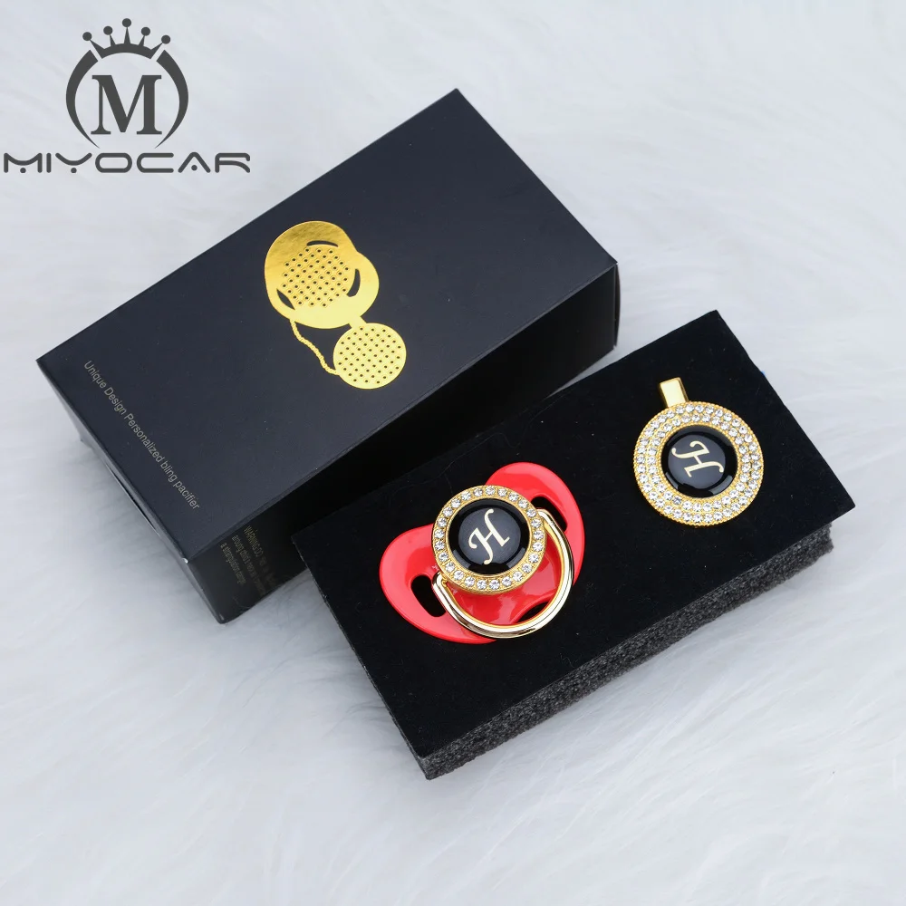 MIYOCAR инициалы буквенные H красивые блестящие соски и пустышки клип набор уникальный BPA бесплатно пустышка bling уникальный дизайн LH
