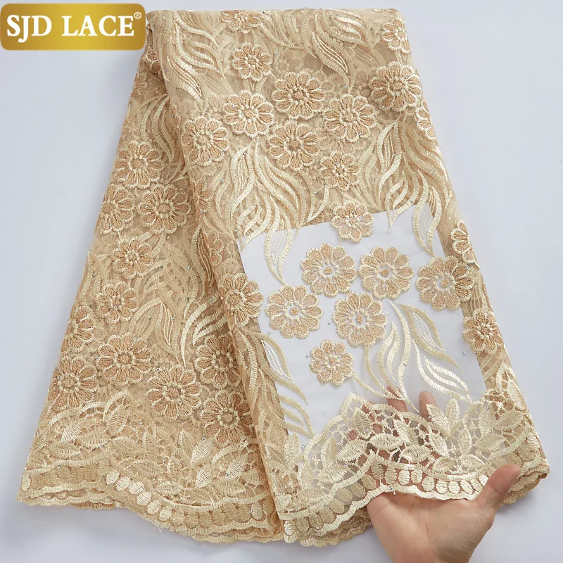 Женское кружевное платье SJD темно-синее из французского материала с вышивкой