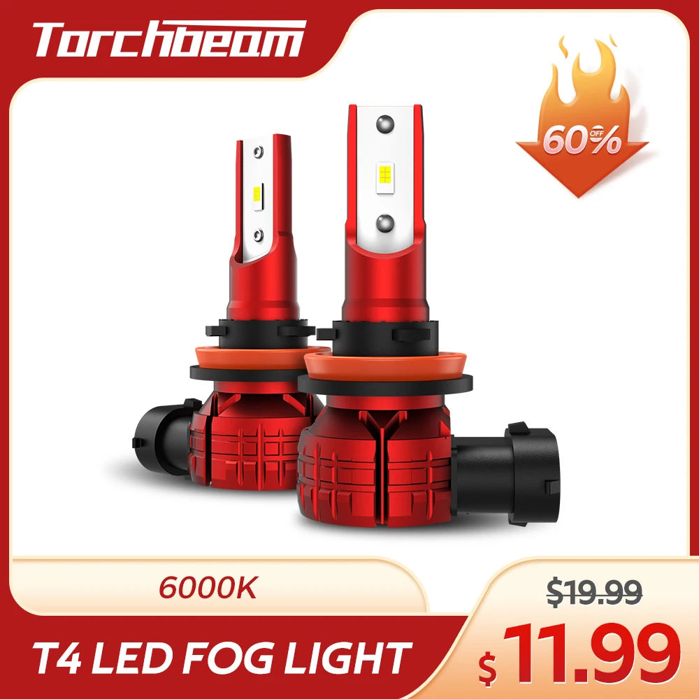 Torchbeam H11 Противотуманные фары 2 шт. 6000K 5000Lm H8 H9 H16 светодиодные противотуманные CSP 12