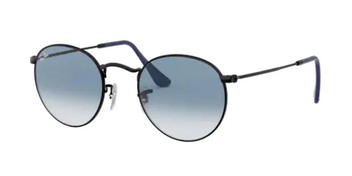 Rayban 3447 006/3F 50 Round Sunglasses Black Frame Gradient Blue Lenses Unisex Sunglasses 2021