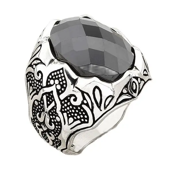 

Chic and Elegant Sterling Silver Men's Ring with Oval Black Zircon Raw Gemstone Jewelry Gift for Birthday for Uncle for Nephew