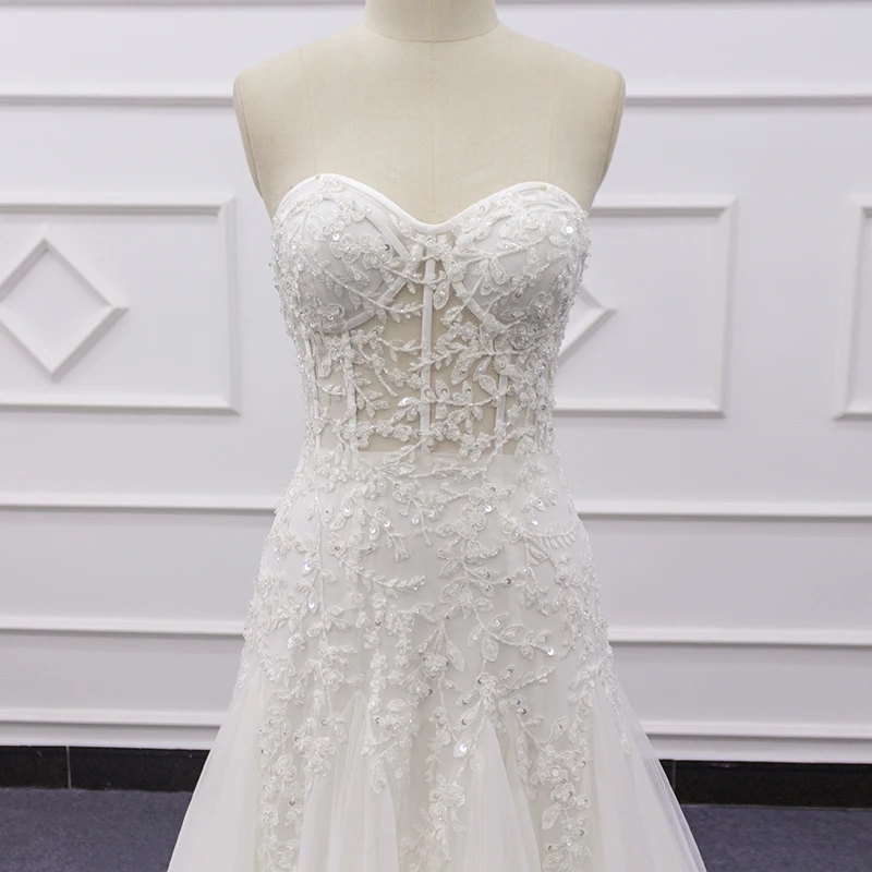 Eslieb Mermaid Wedding Dress Luxury Dress With Bling Beadings Sleeveless Bridal Dress Bones Zipper Sweetheart 19002