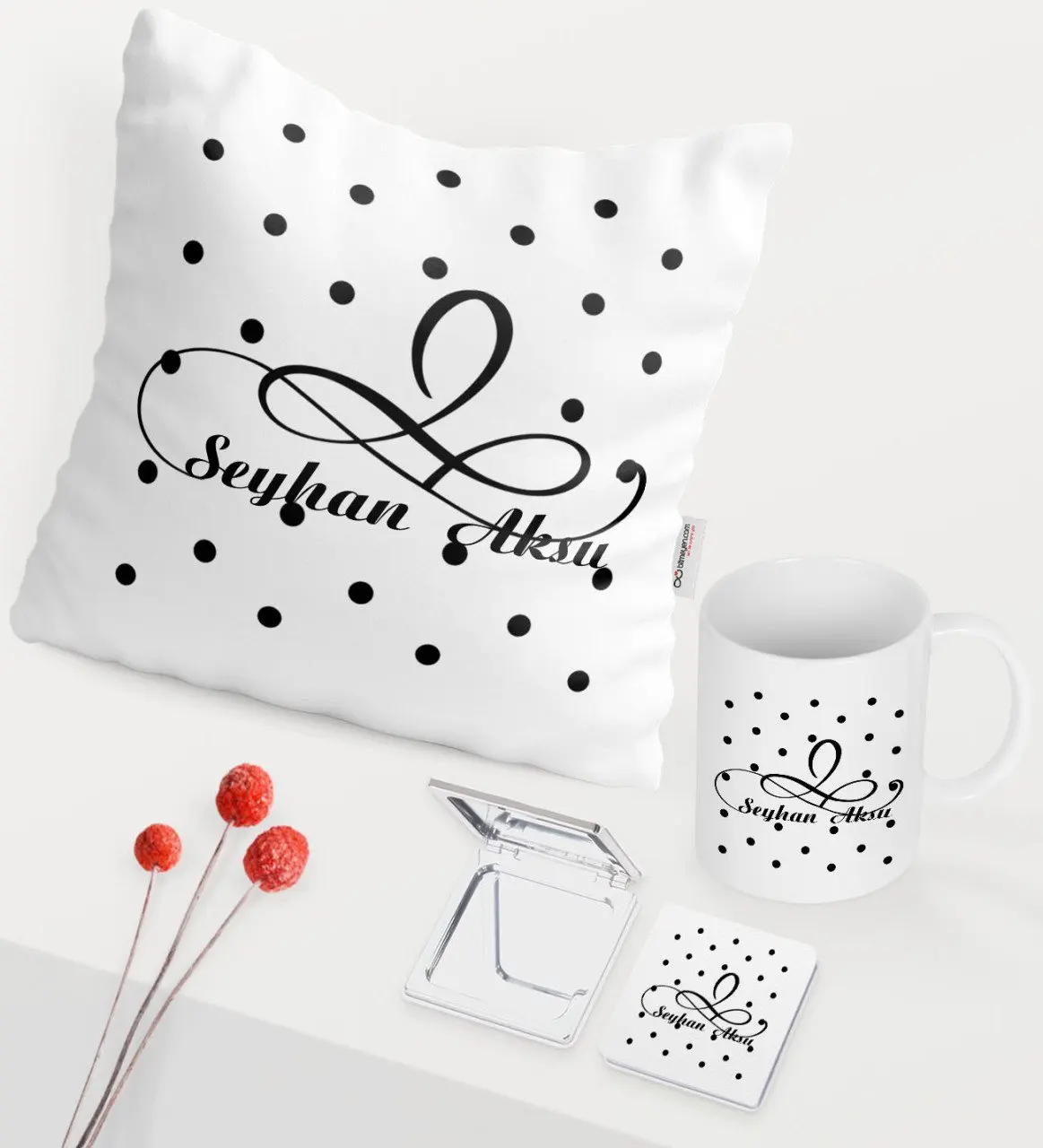 

Personalized Is White Mug Mirror Pillow Set-4