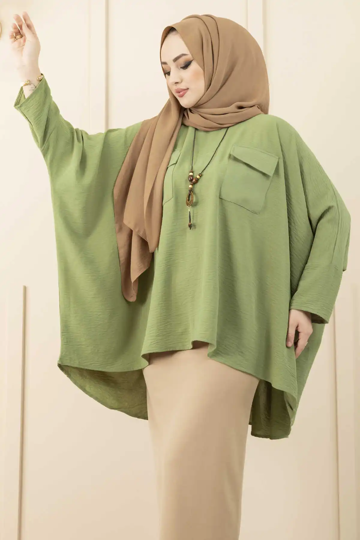 Pocket Top Women's Turkey Blouses Large Tunic Hijab Long Shirt Islamic Clothing Ramadan Turkish Clothes Free Shipping 2022
