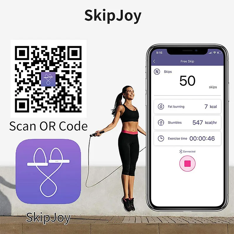 Скакалка APP Android ISO iphone smart digital со счетчиком интеллектуальная потеря веса homegym