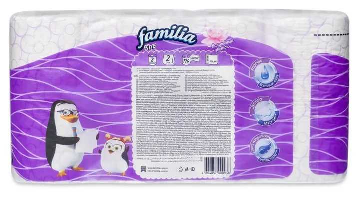 Туалетная бумага FAMILIA PLUS Волшебный цветок 2 слоя 8 рулонов | Красота и здоровье