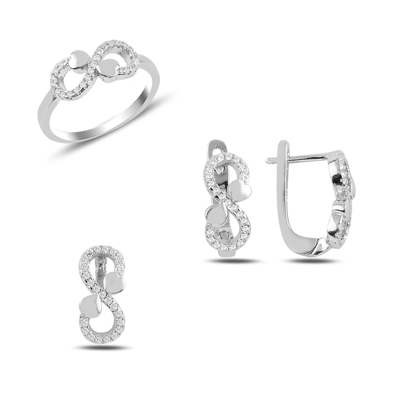 

Silver 925 Sterling Zircon Cubic Zirconia Infinity Set
