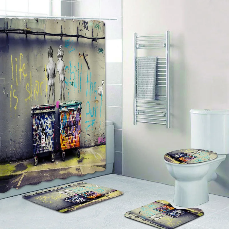 Граффити Бэнкси набор художественных занавесок для душа уличное искусство Life Is
