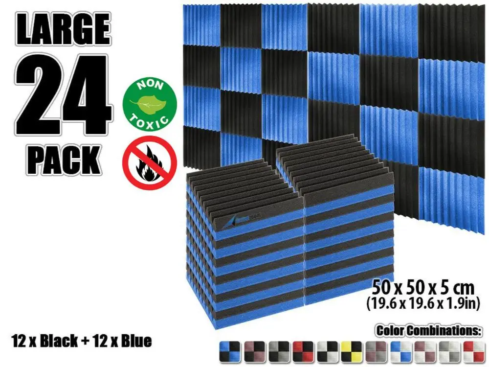 Black and Blue Arrowzoom 24 шт. 19," x 19,6" x 1," Цветная комбинация клиновая плитка студия Звукопоглощающая Панель акустическая обработка пены - Цвет: Black and Blue