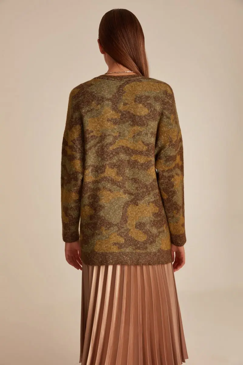 Joinus Камуфляжный узор вязаный кардиган с пуговицами Женщины Многоцветный|Женские