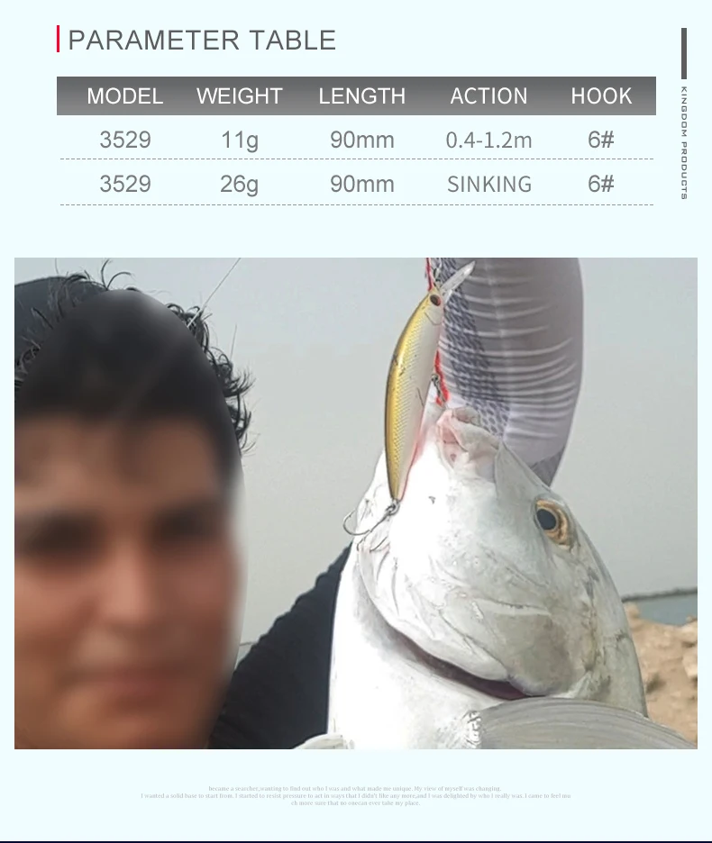 Kingdom Fishing приманки Джеркбейт гольян воблеры 90 мм 11 г/26 г жесткая пластиковая наживка губы для морской воды пять цветов модель 3529