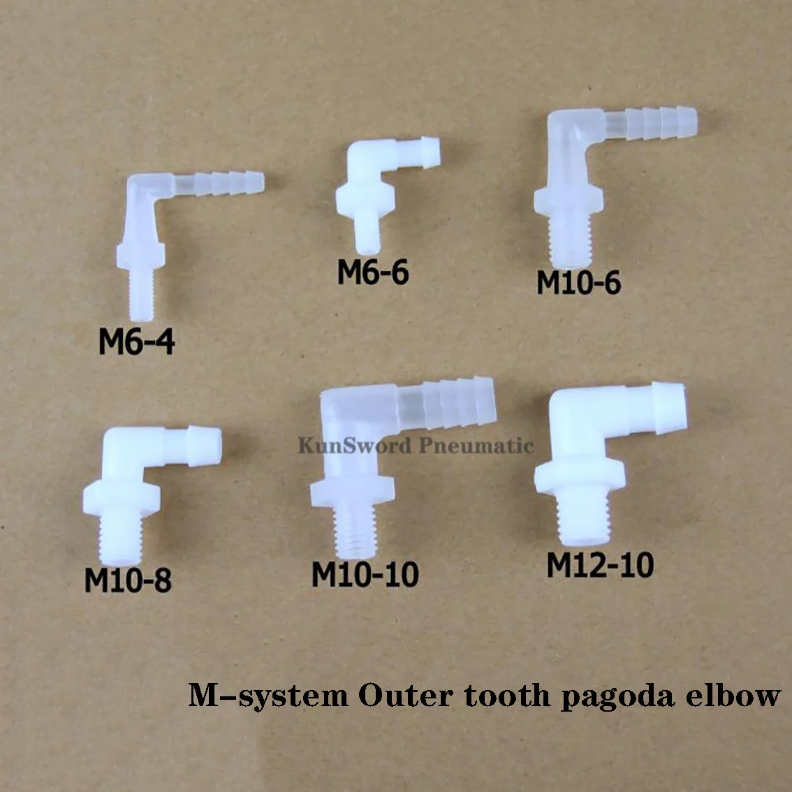 

PE Plastic M6, M10, M12 Pneumatic Connector Transparent Waterproof Outer Pagoda Elbow M External Thread Hose L-Type Converter