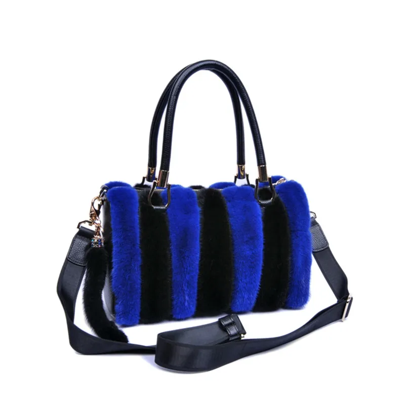 Fashion Large Handbags,Luxury Fur Ladies Handbags,Designer Ladies Mink Fur Handbags,Fluffy Soft Plush Shopping Bags,One-Shoulder