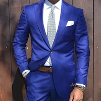 royal blue groom tuxedo 2 piece slim fit mens wedding prom party casual man tailor made bridegroom suit jacketpants costume